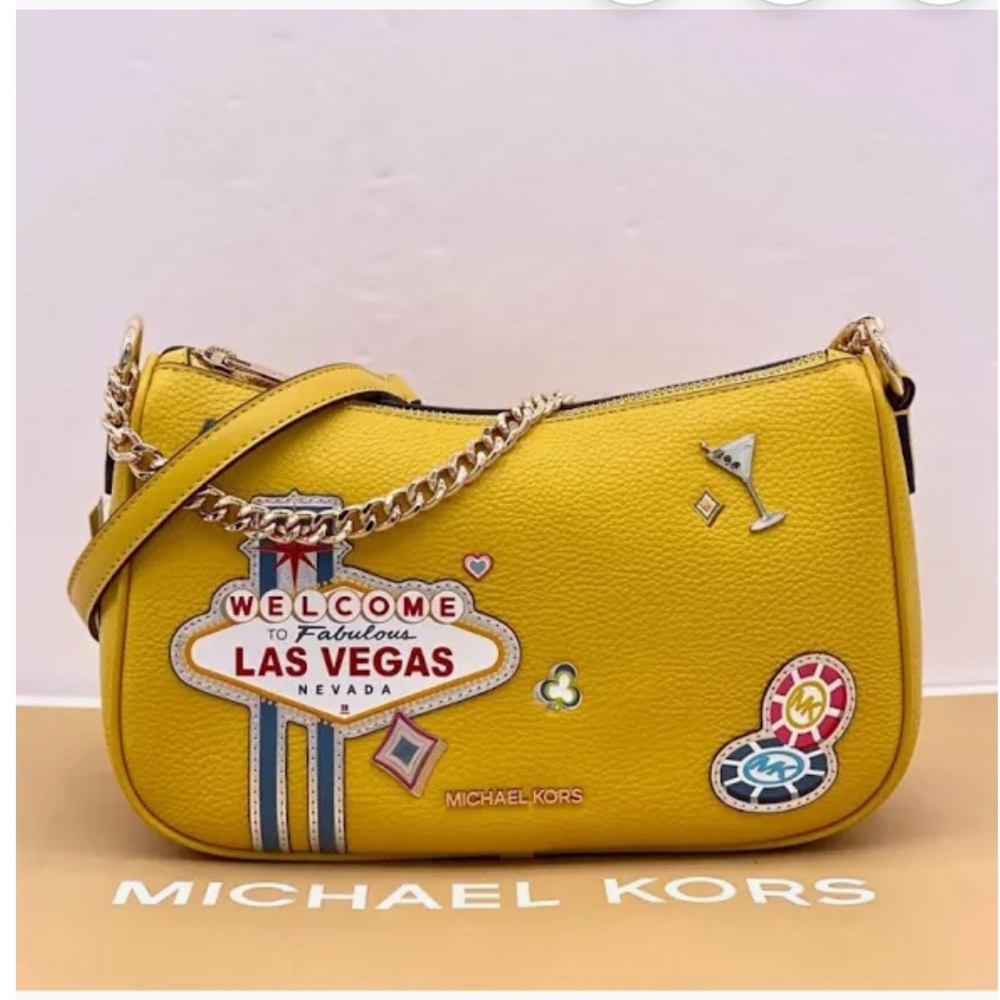 NWT Michael Kors Carmela Medium - Yellow Las Vegas Design Crossbody